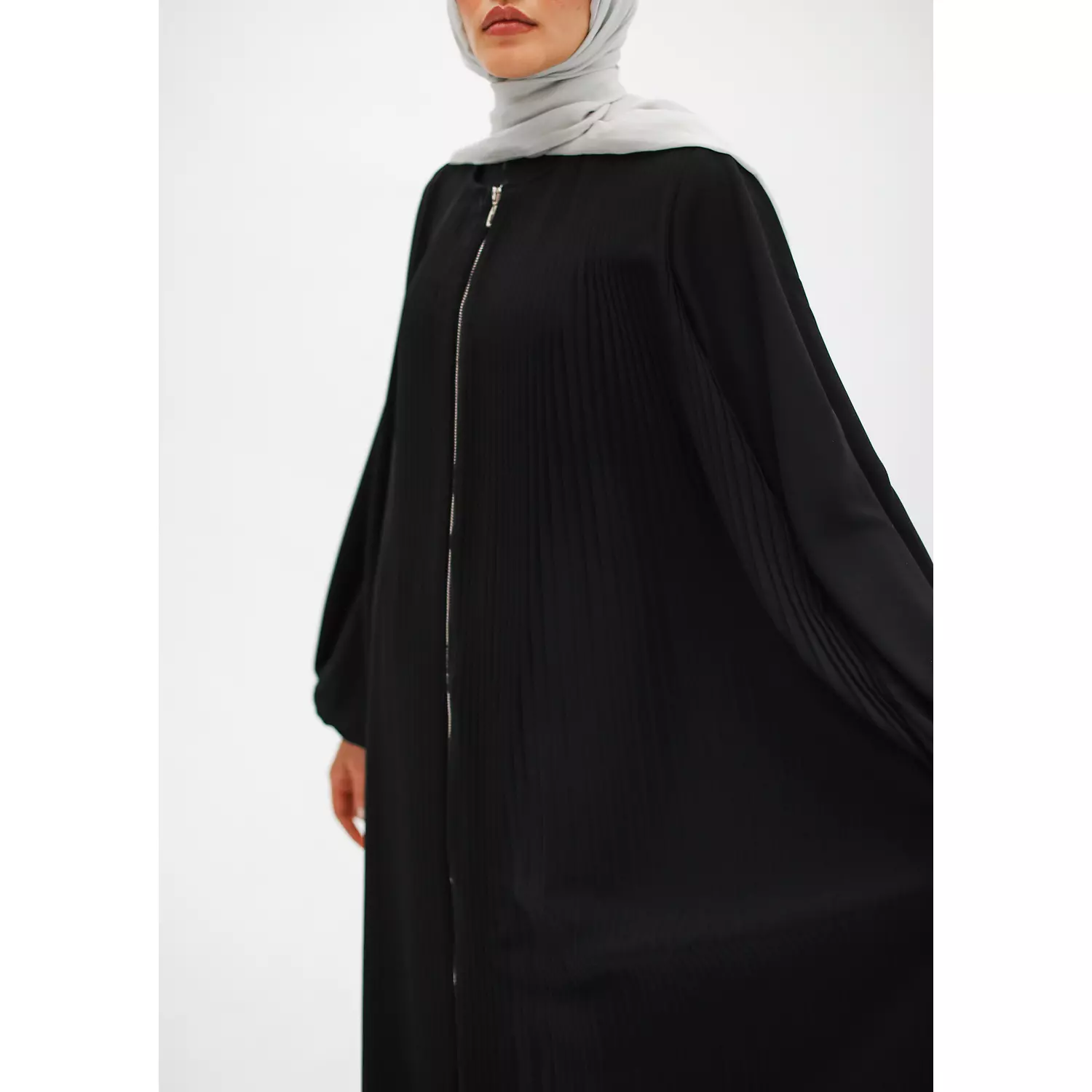 Full Zipper Pleated Abaya  2