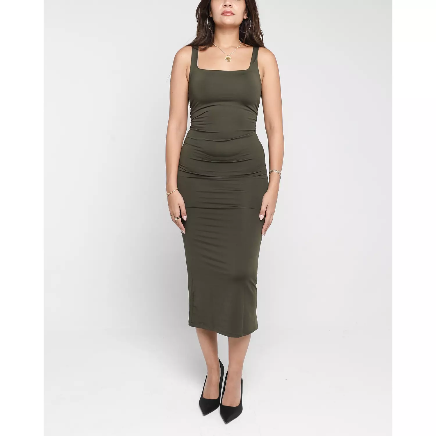 SQUARE-NECK MIDI DRESS 4