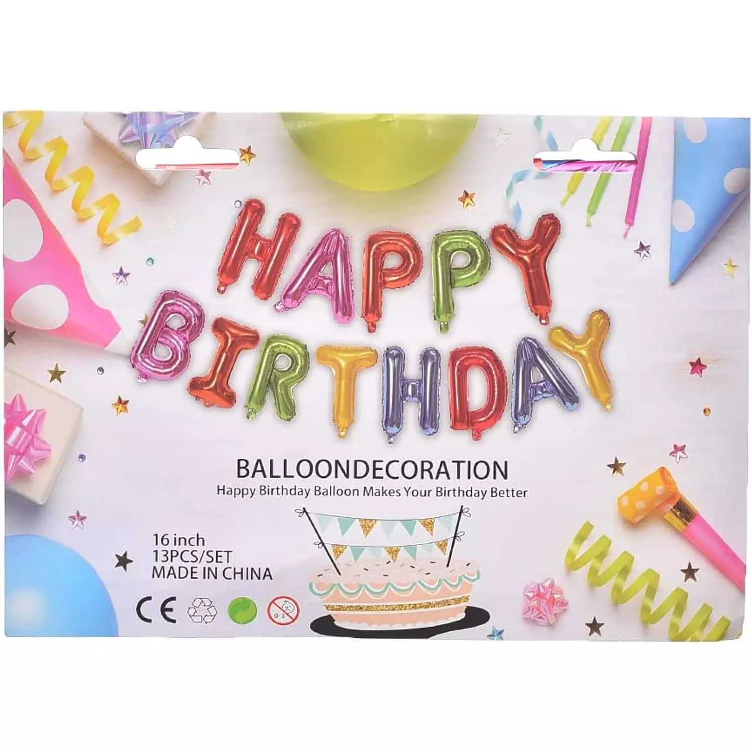 Foil Helium With Happy Birthday Design For Party Set Of 13 Pieces - Multi Color 1