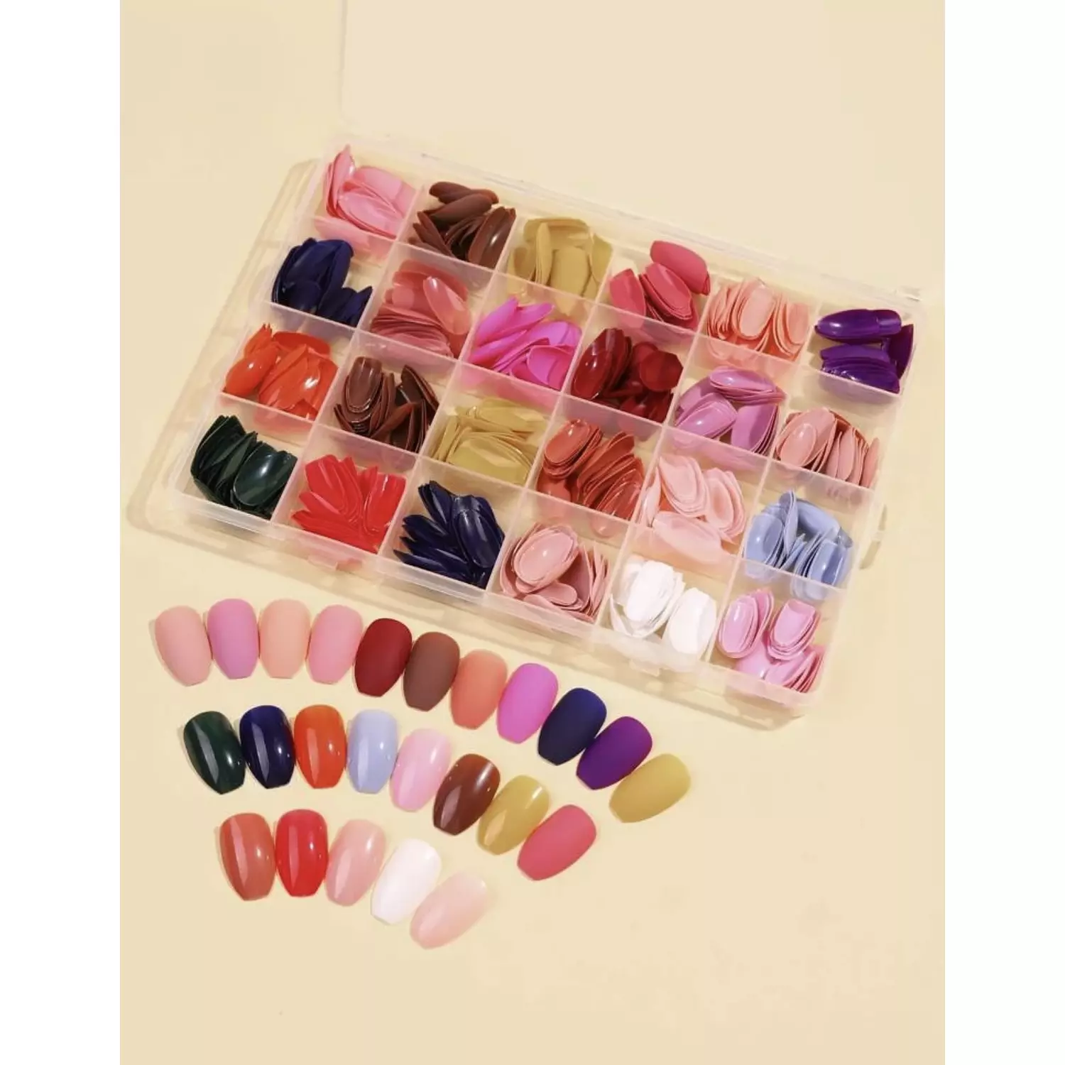 Shein 576Pcs Short Coffin Nails Set - Mixed Color hover image