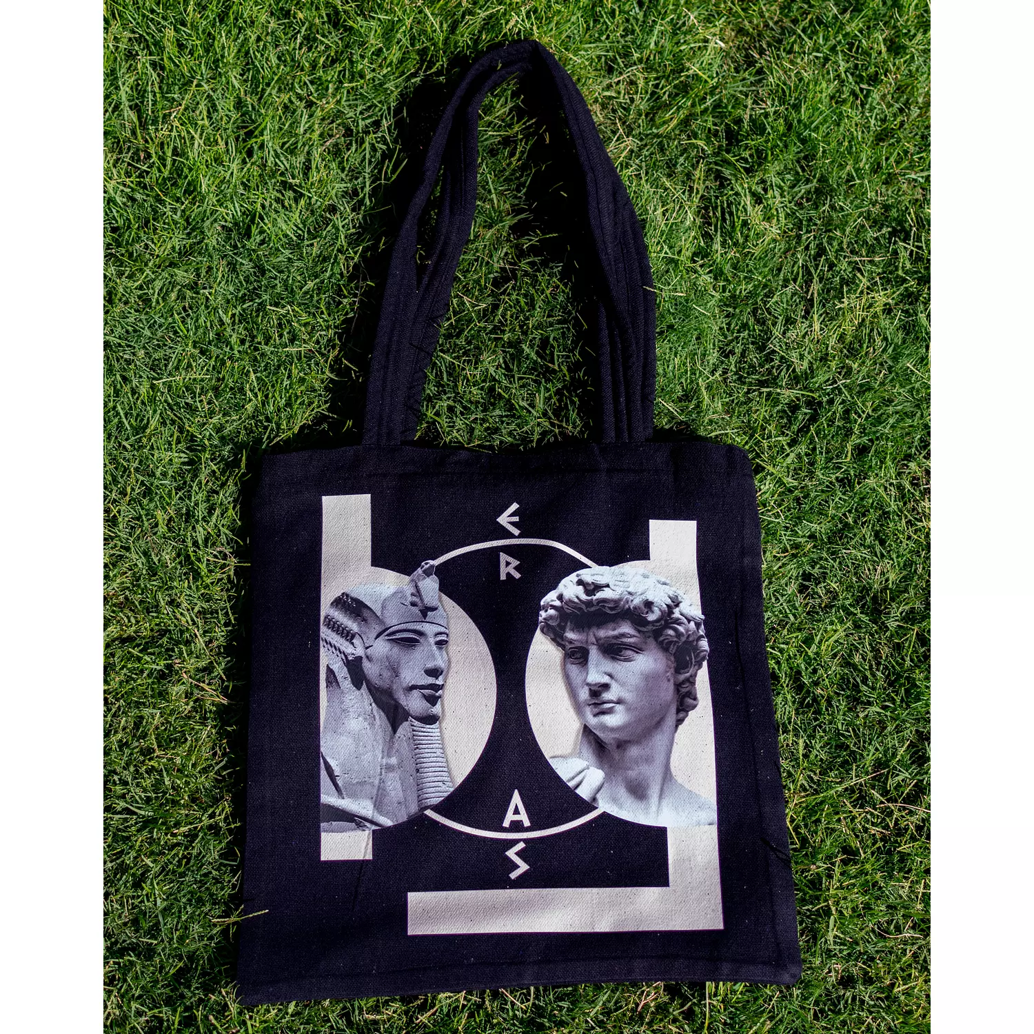 Beige “GREEK X PHARAONIC” BLACK TOTE BAG  2