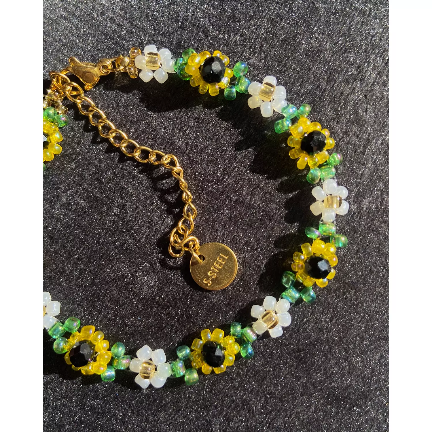 Sunflowers with white flowers bracelet and necklace  6