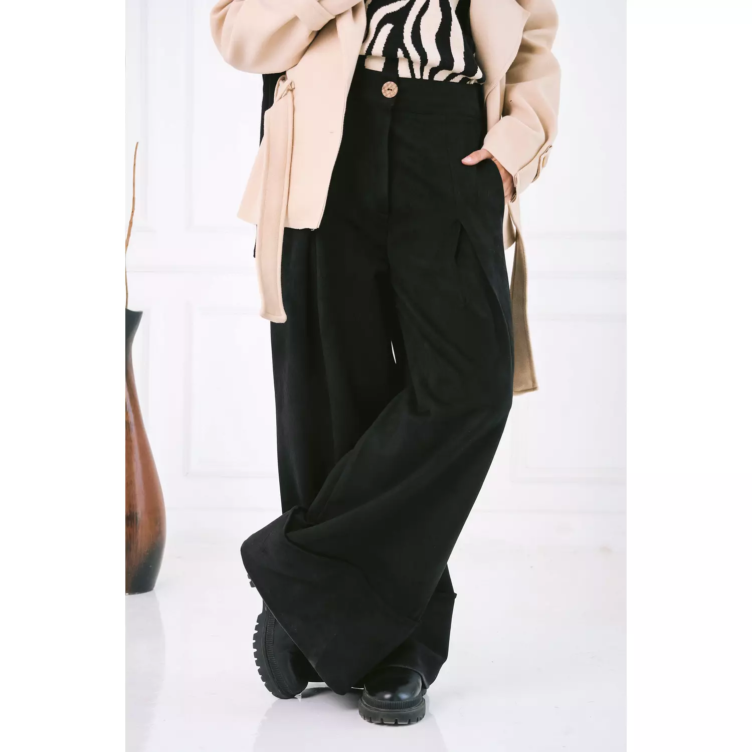 Suede wide leg pants 2