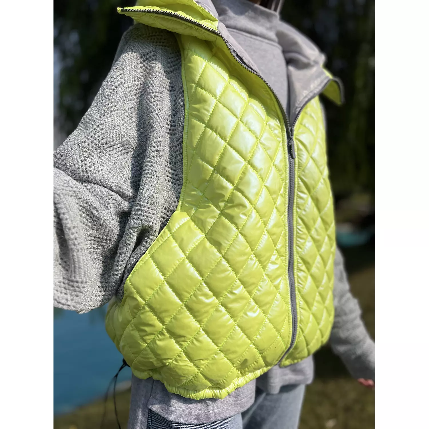 Neon/Grey wingy puffy jacket 2