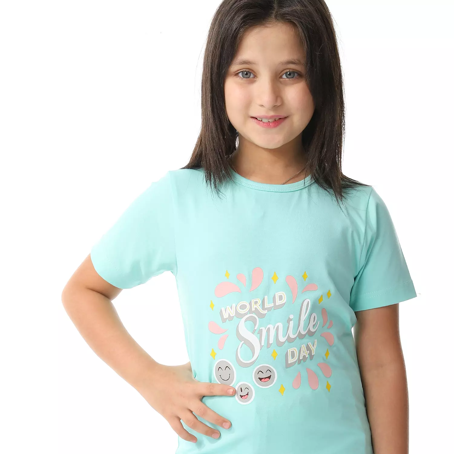 Girls Smile Pajama - Turquoise 3