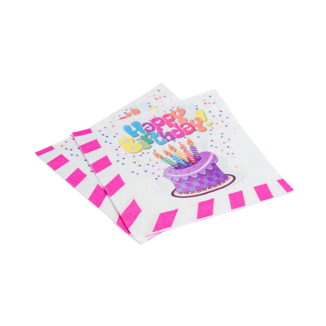 Happy Birthday White Background Napkins | Maison De Fete