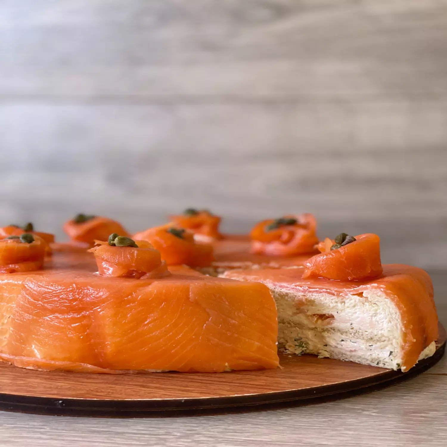 Norwegian Smoked Salmon Cake Slice hover image