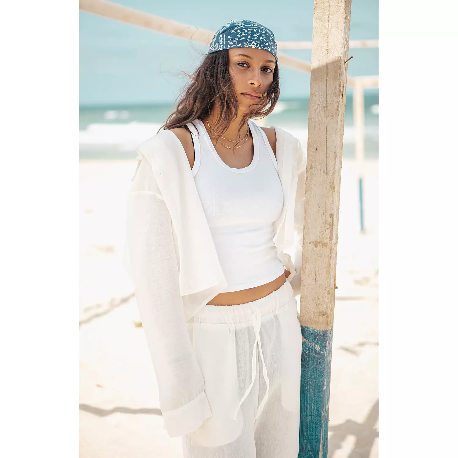 Cropped White Linen Jacket hover image