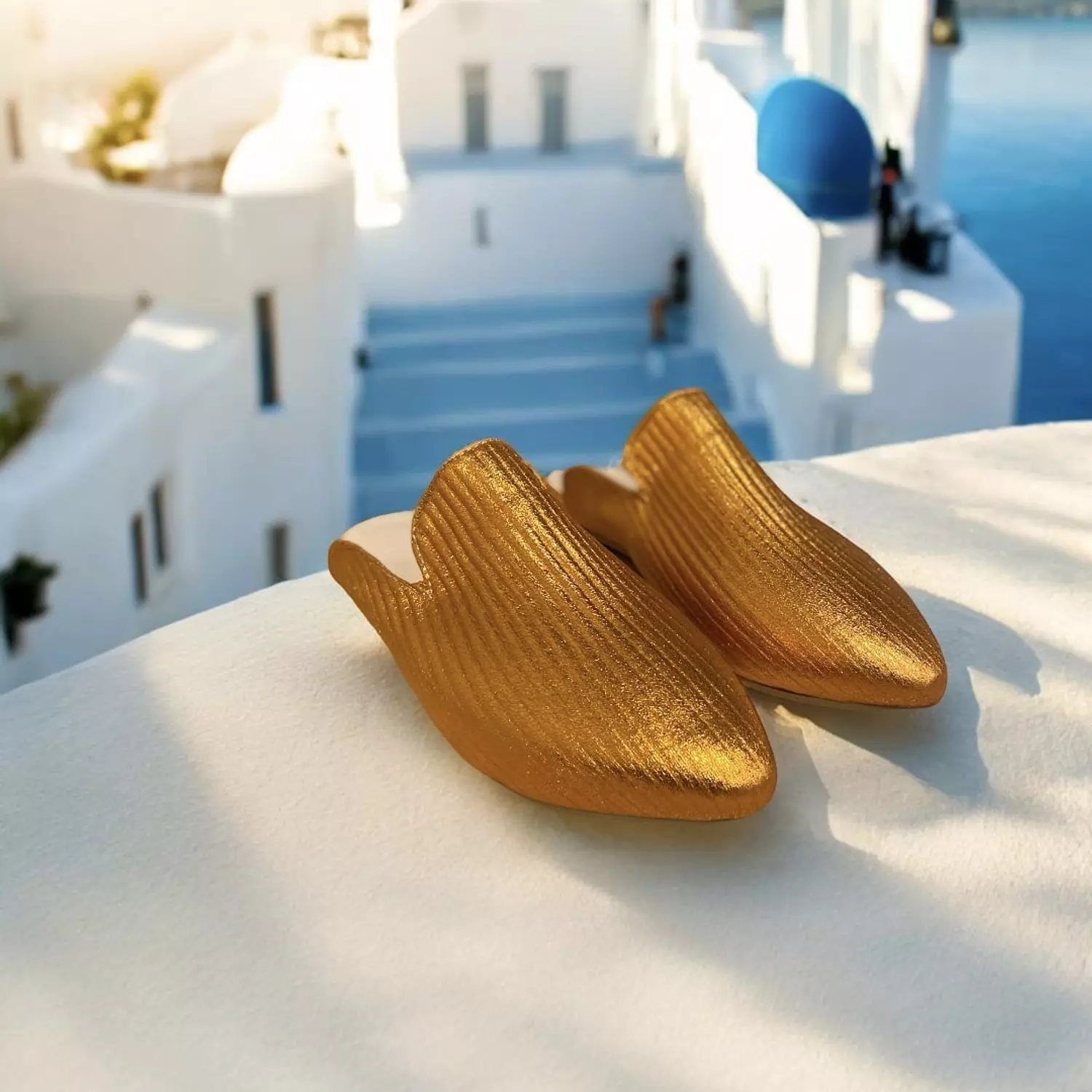 Pleated Gold Loafers hover image