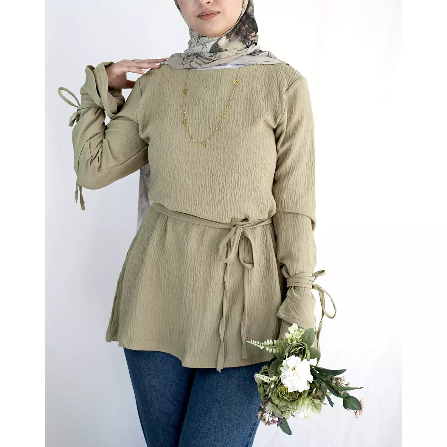 Bow-Me Blouse in Olive hover image