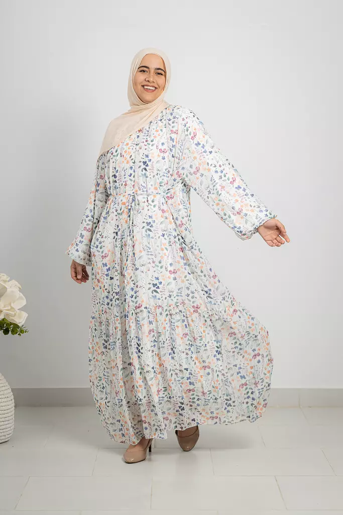 Floral Chiffon Dress with Full Lining