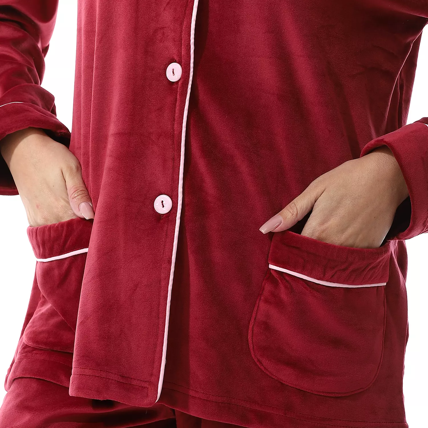 Women Classic Fleece PJ - Dark Maroon - 2505 - 025 3