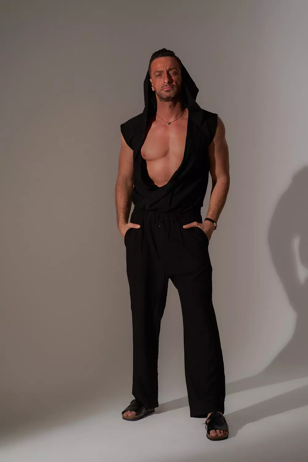 Black  Lenin Sleevless Jumpsuit-2nd-img