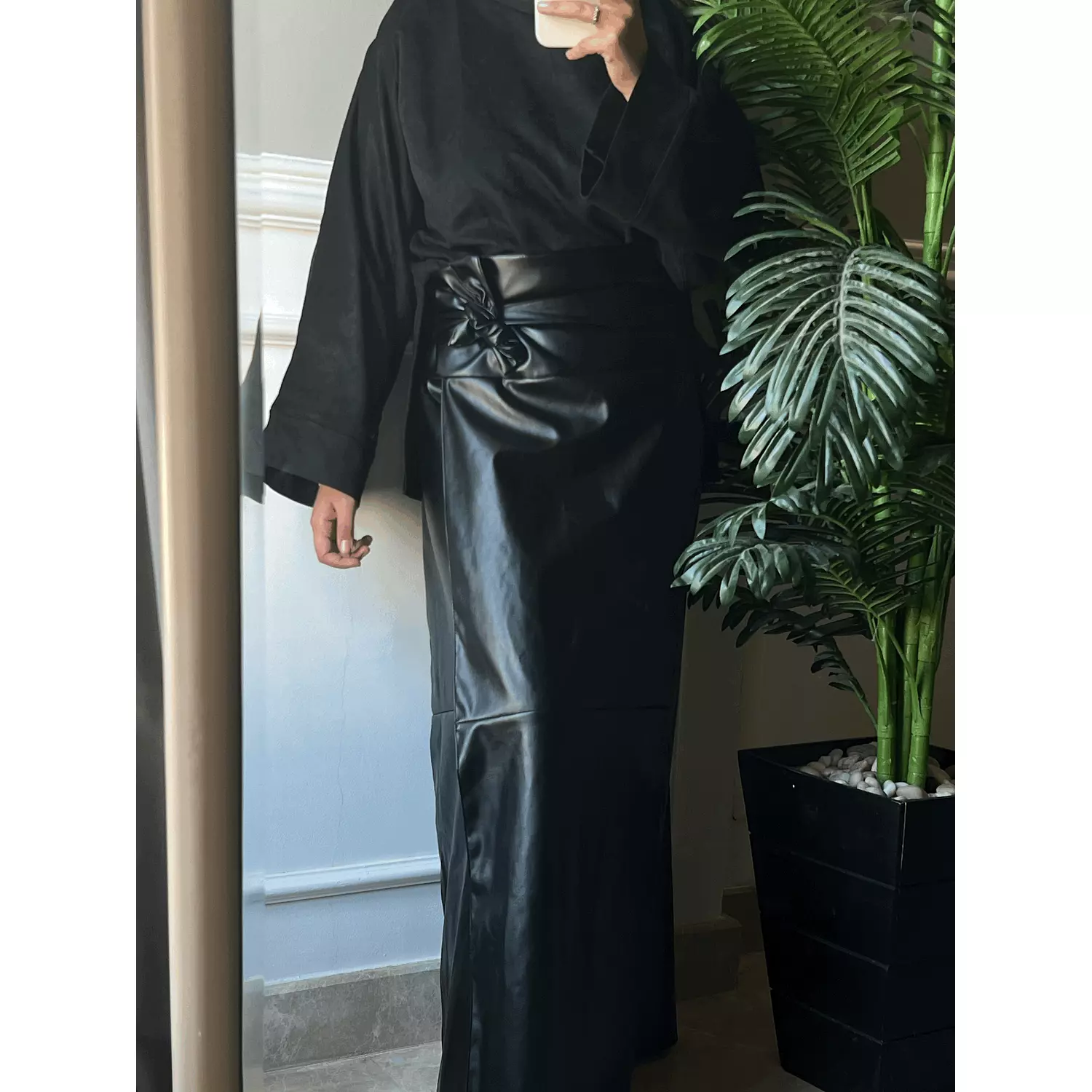 Faux Wrap Skirt in Black 3