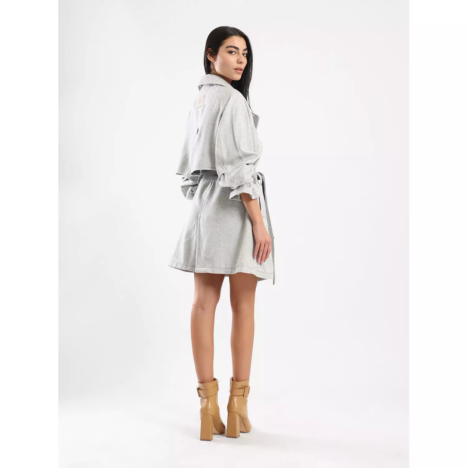 The 2 tones ice grey SOPHIA trench coat    1