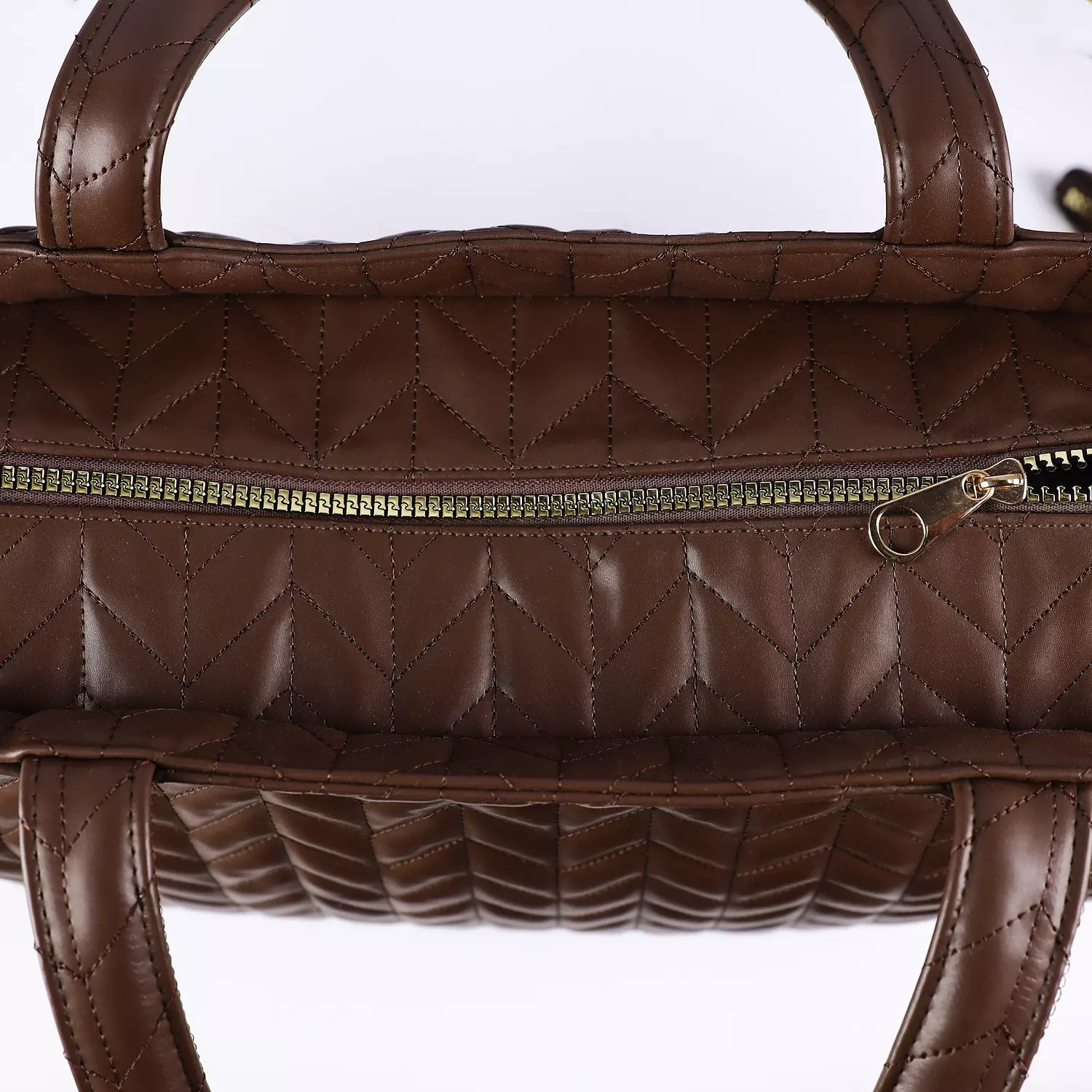 Brown leather puffer bag  1