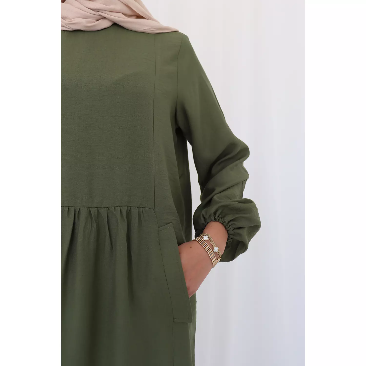 Olive Flowy Dress 10