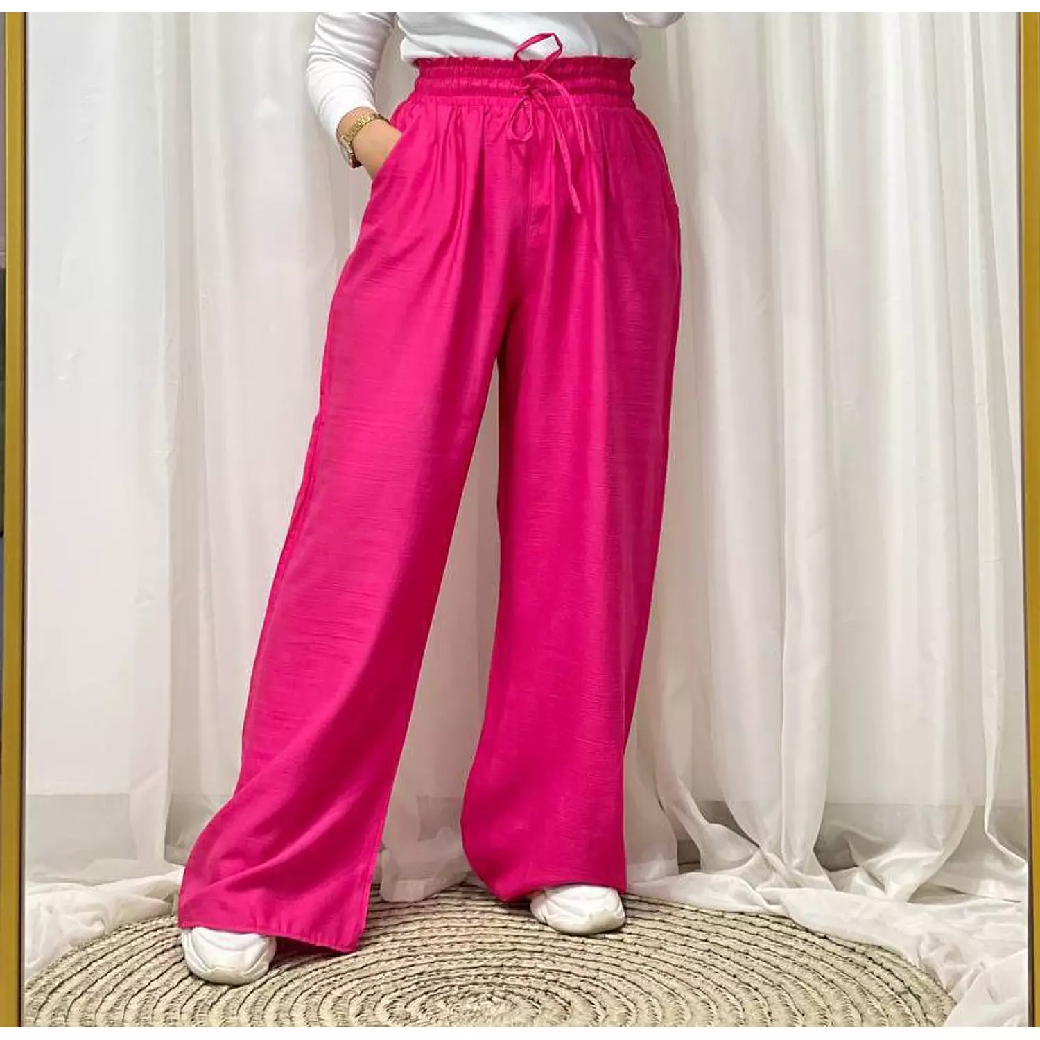 Wideleg linen pants hover image