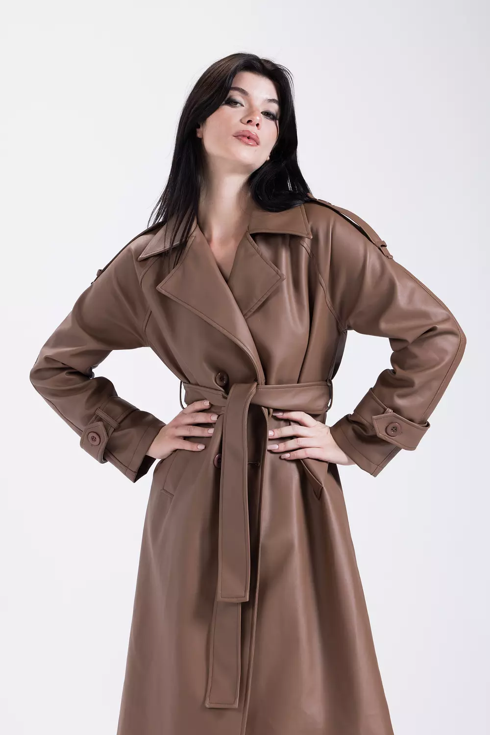 Mocha Leather Coat 1