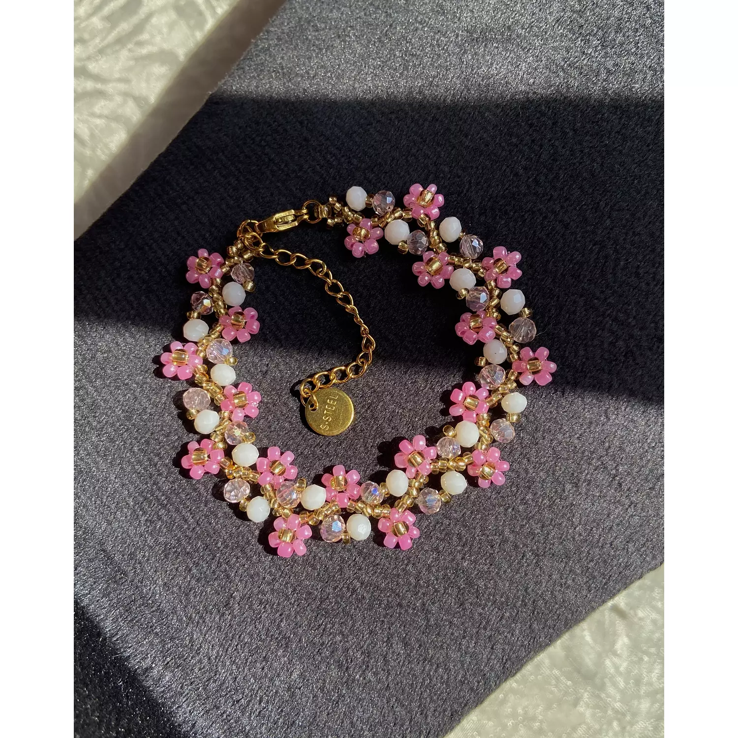 ✨Floria design ✨Pink flowers with white and rose crystal set 🩷✨ 7