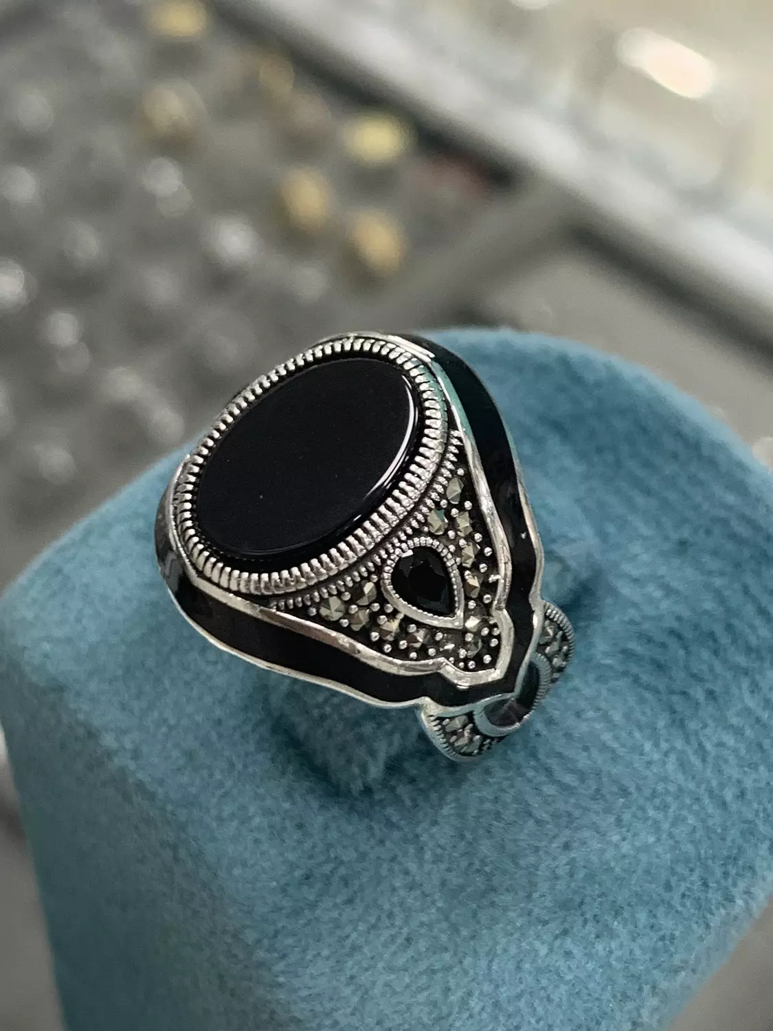 Black stone ring size 27 hover image