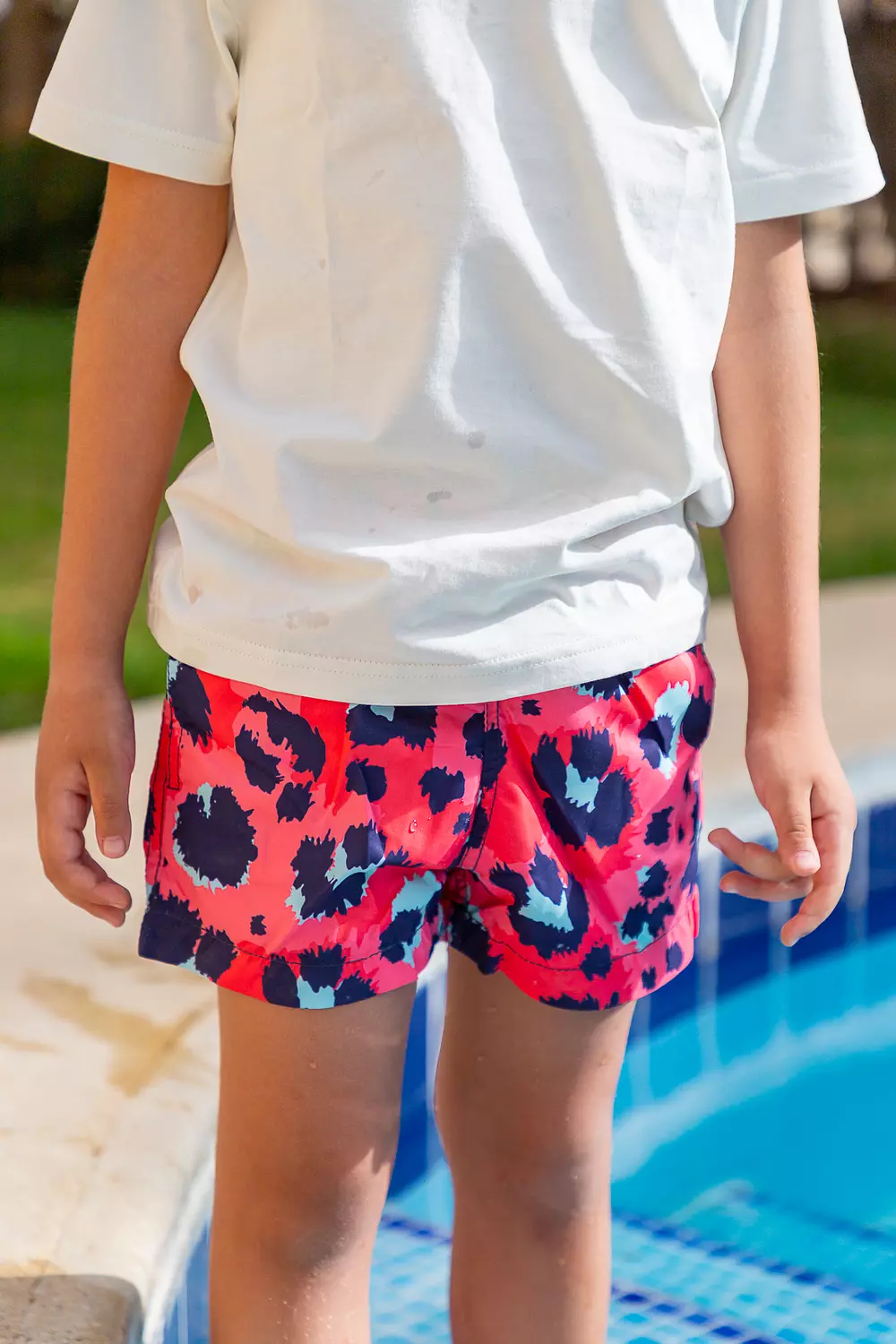 Pink leopard swim shorts  hover image