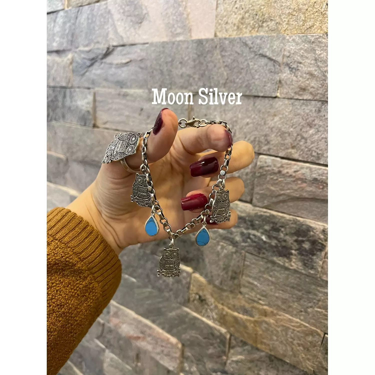 Wonderful Owl Bracelet "turquoise Stone" hover image