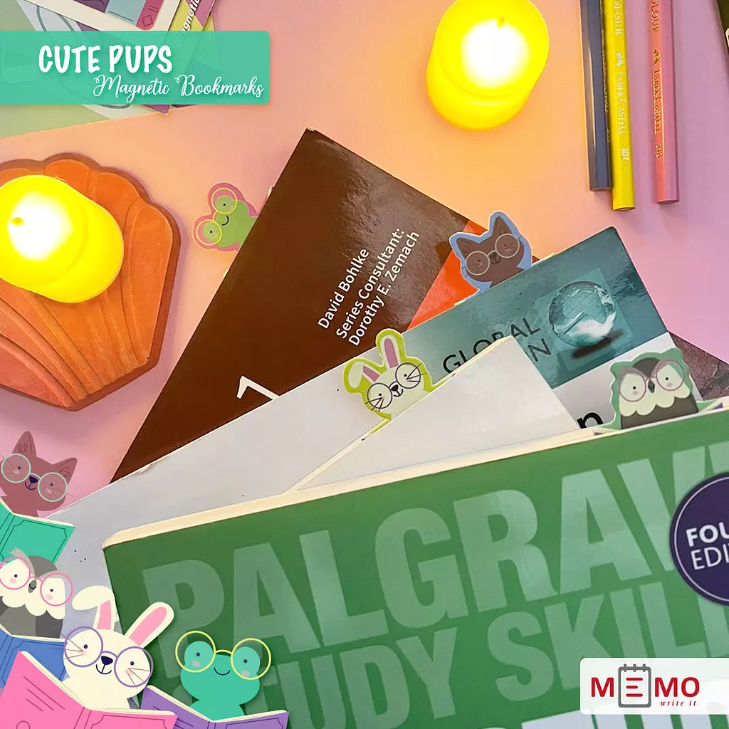 Memo Cute Pups Magnetic Bookmarks (4 pcs)