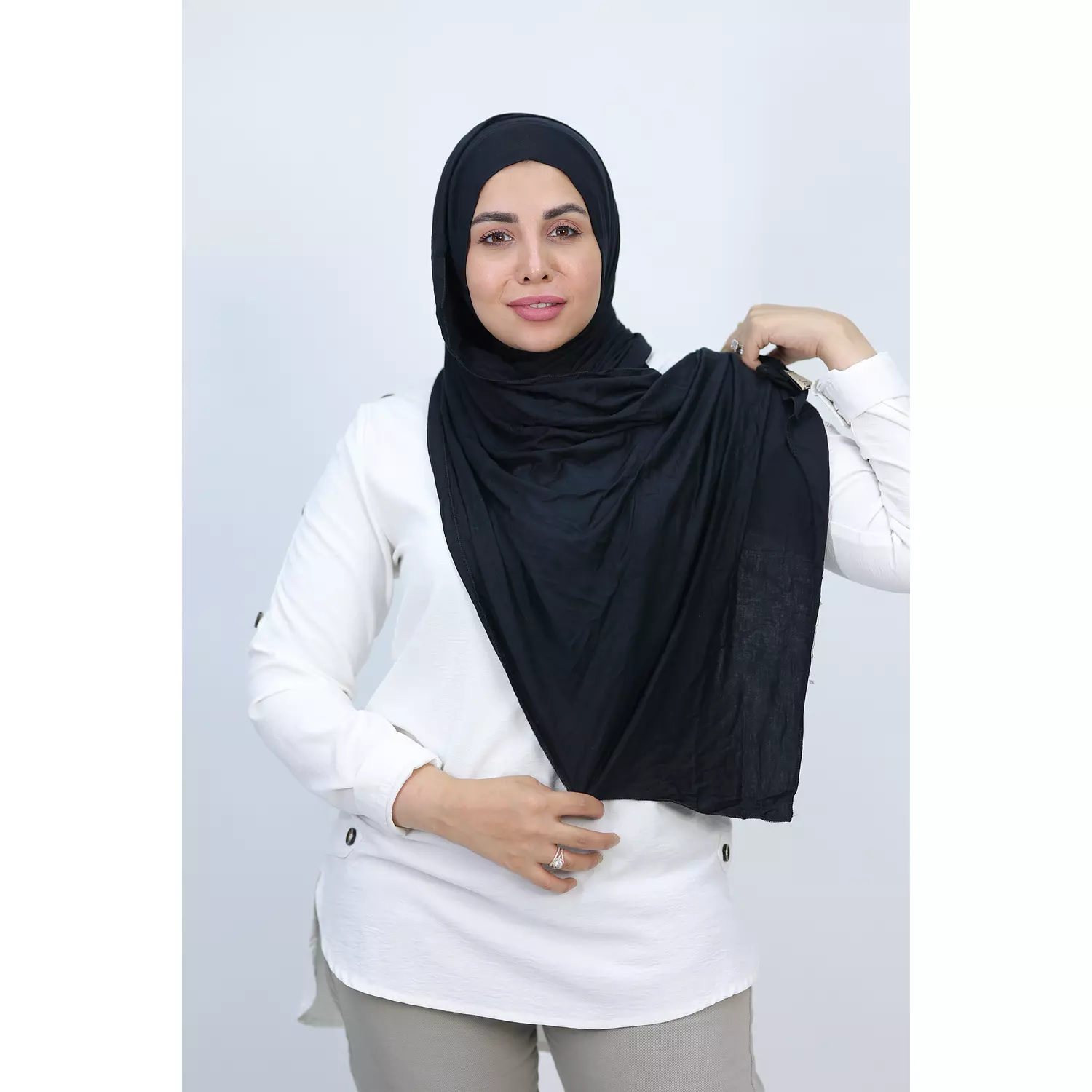 Jada Cotton Lycra Gel Hijab - Black 3