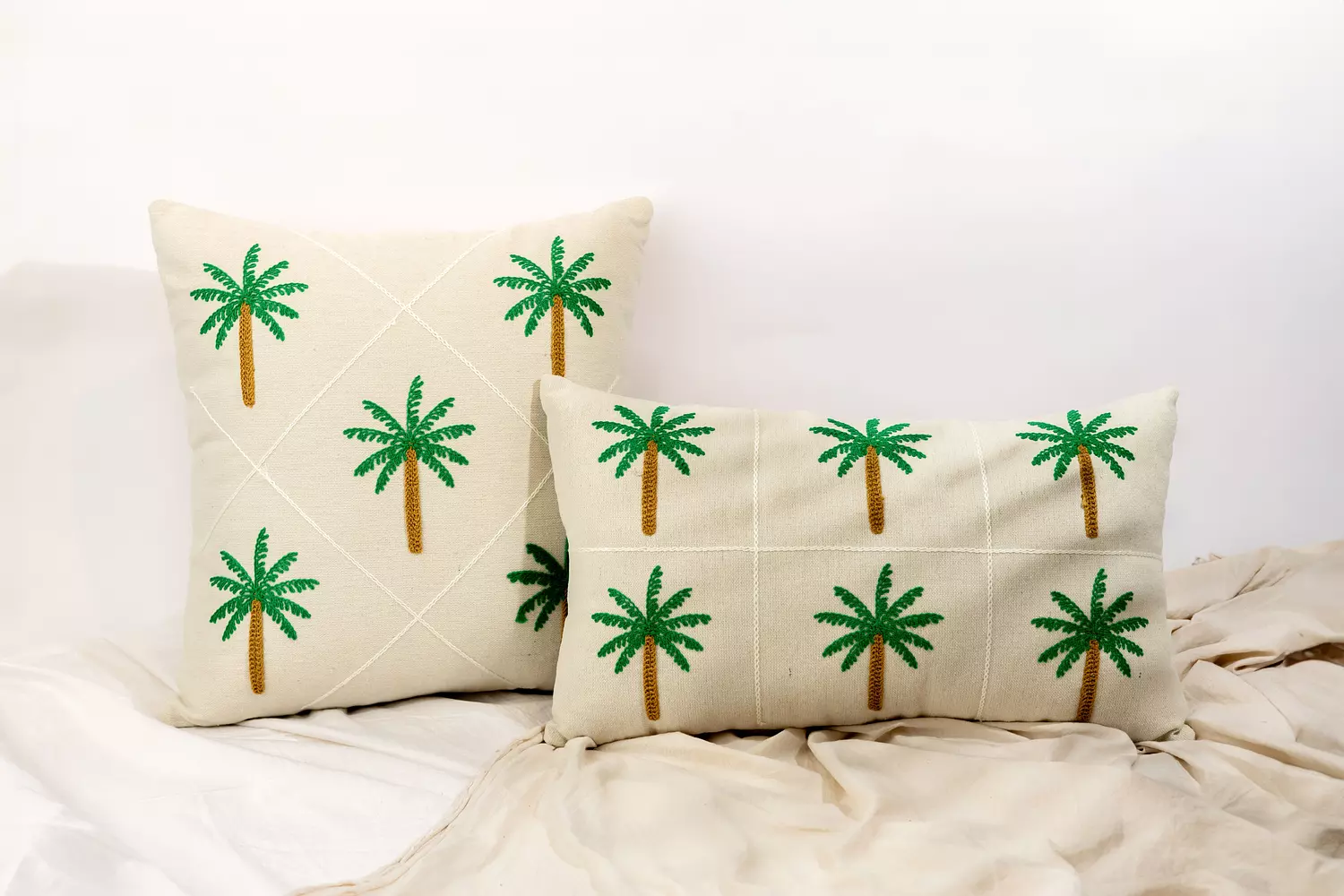 Green Palm Tree Cushion With Filling hover image