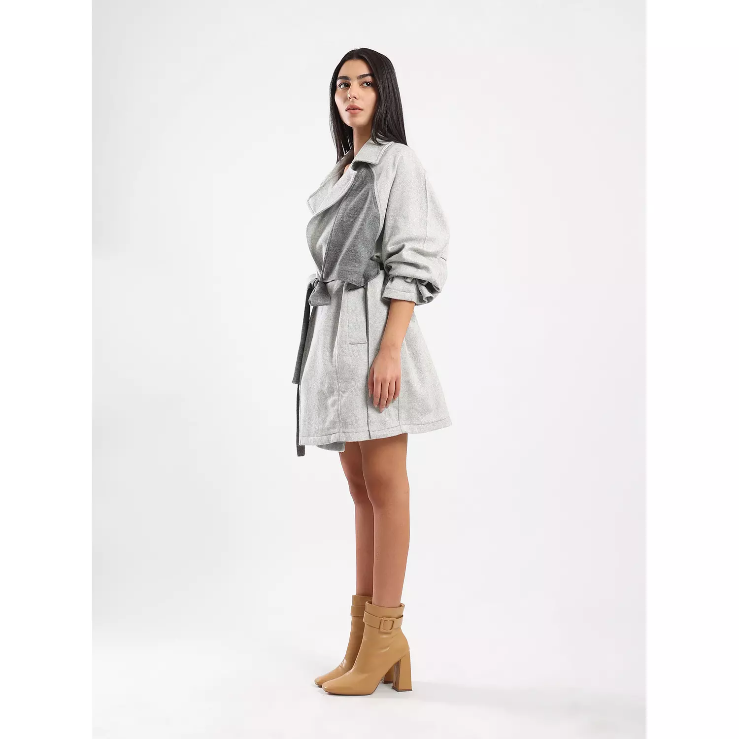 The 2 tones ice grey SOPHIA trench coat    2