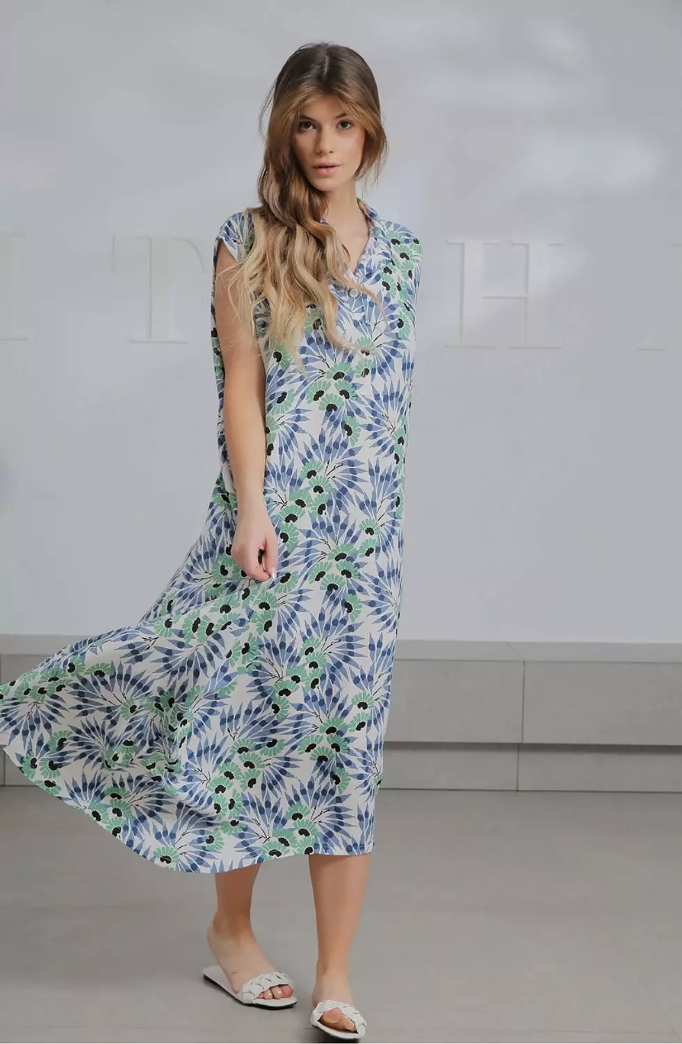 Flowered short sleeve dress hover image