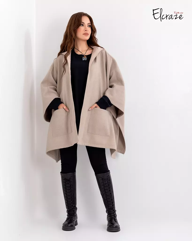  beige women poncho