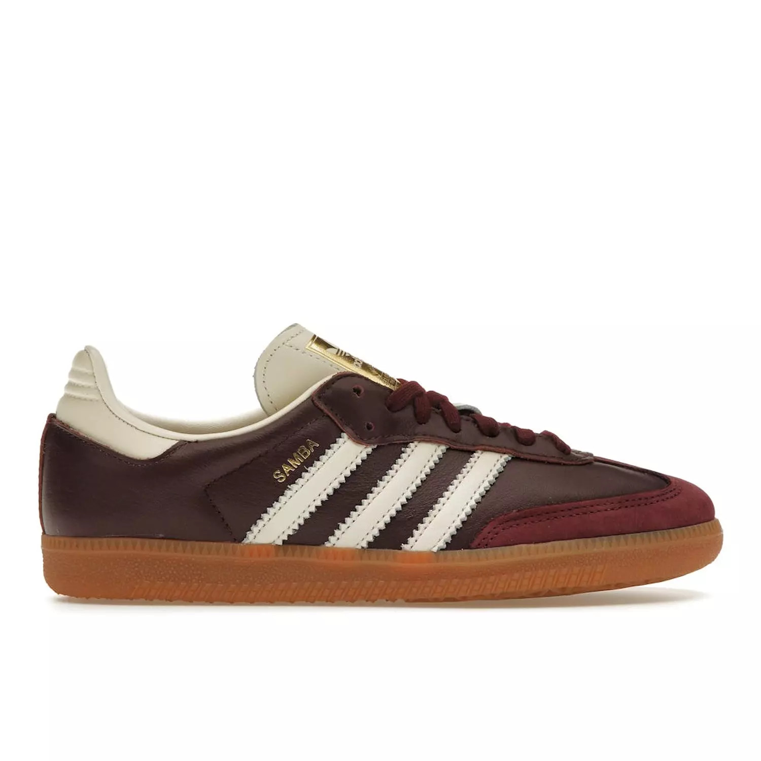 adidas Samba OG Maroon Gold Metallic hover image