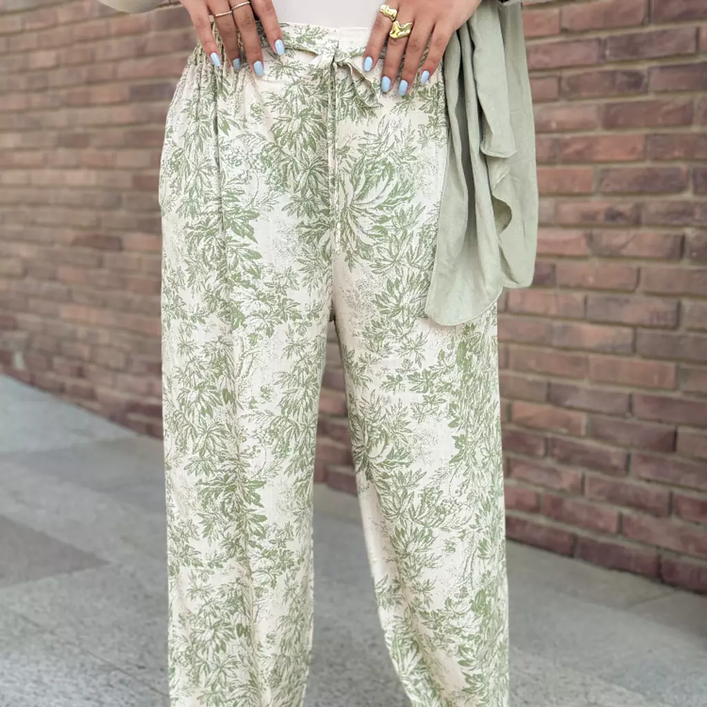 Boho linen pants - Lime Green