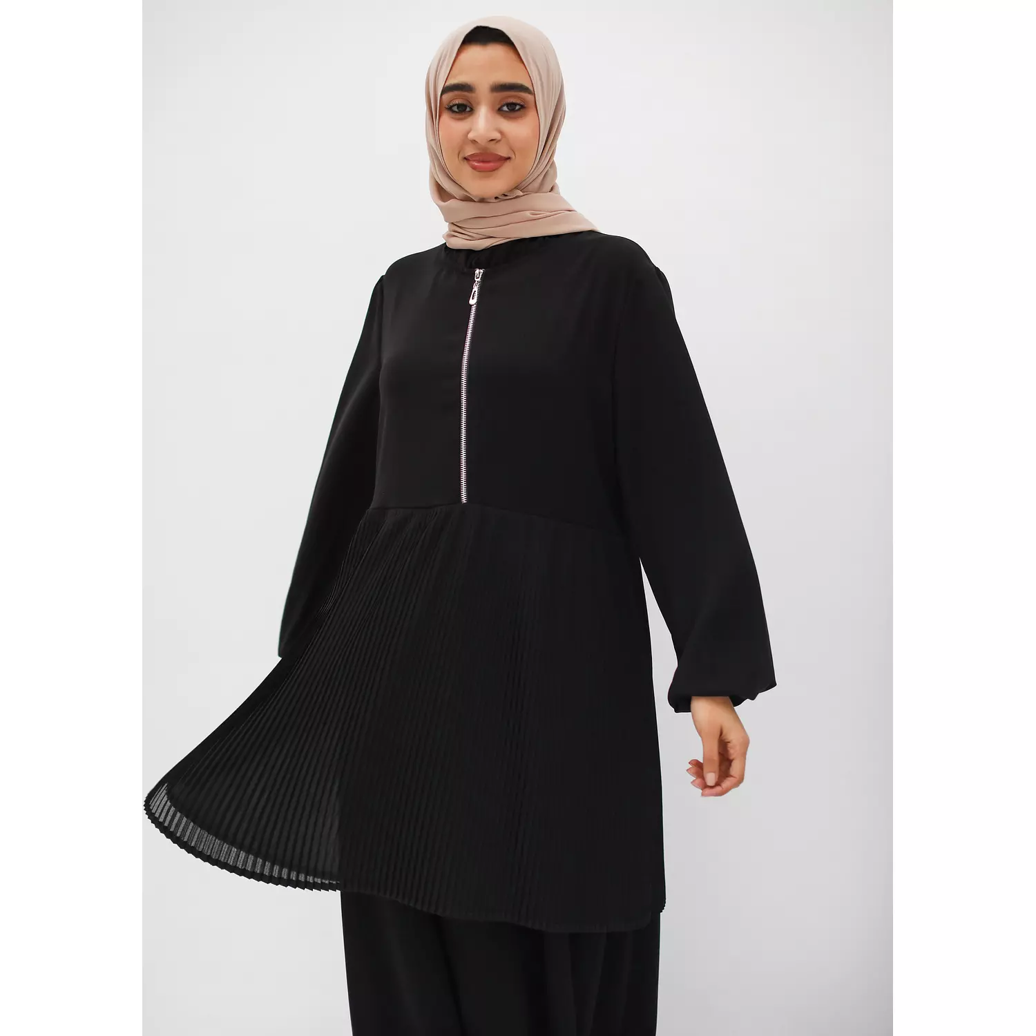 Chiffon Pleated Peplum Abaya 2