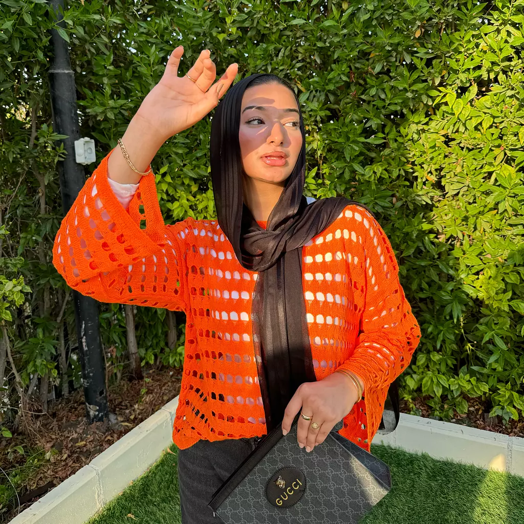 Orange Mesh Top