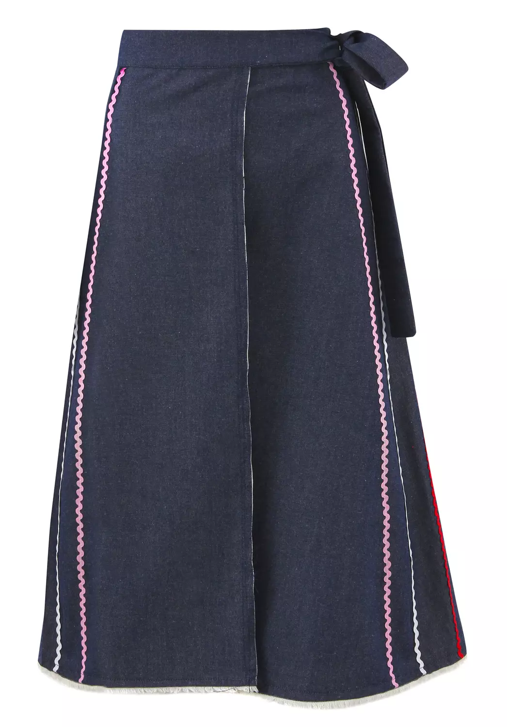 DARK DENIM ZIGZAG MIDI SKIRT hover image