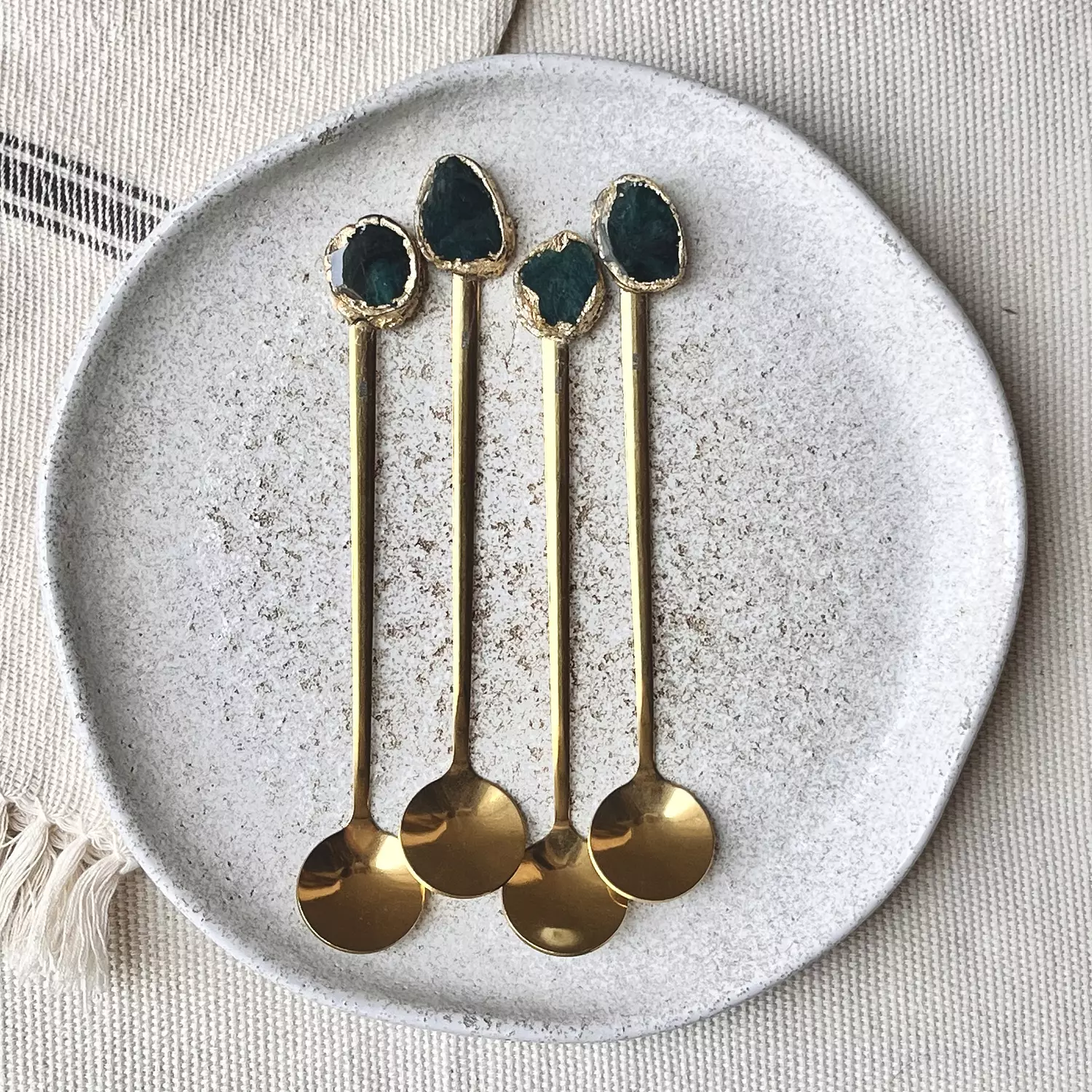 Long Gold Teaspoons set 4