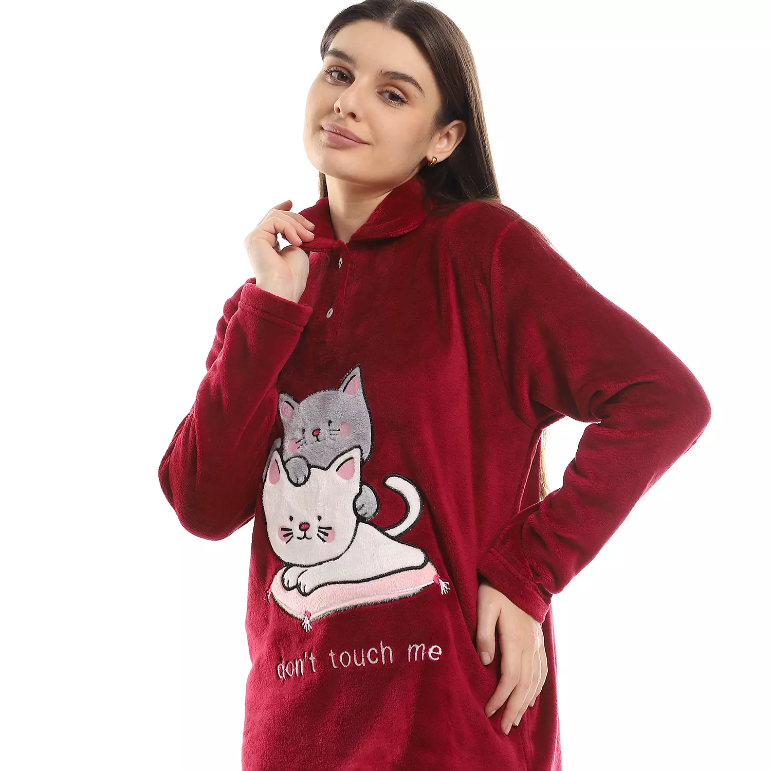 Shorto Women Cats Fleece Pj -Maroon 3