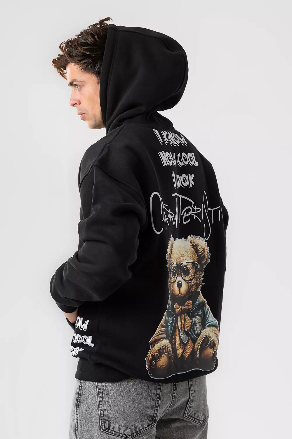 BEAR BACK PRINTED HOODIE 11