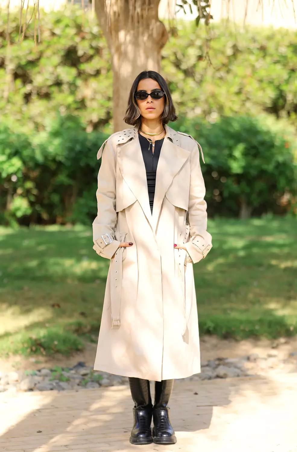 Studded beige trench coat  2