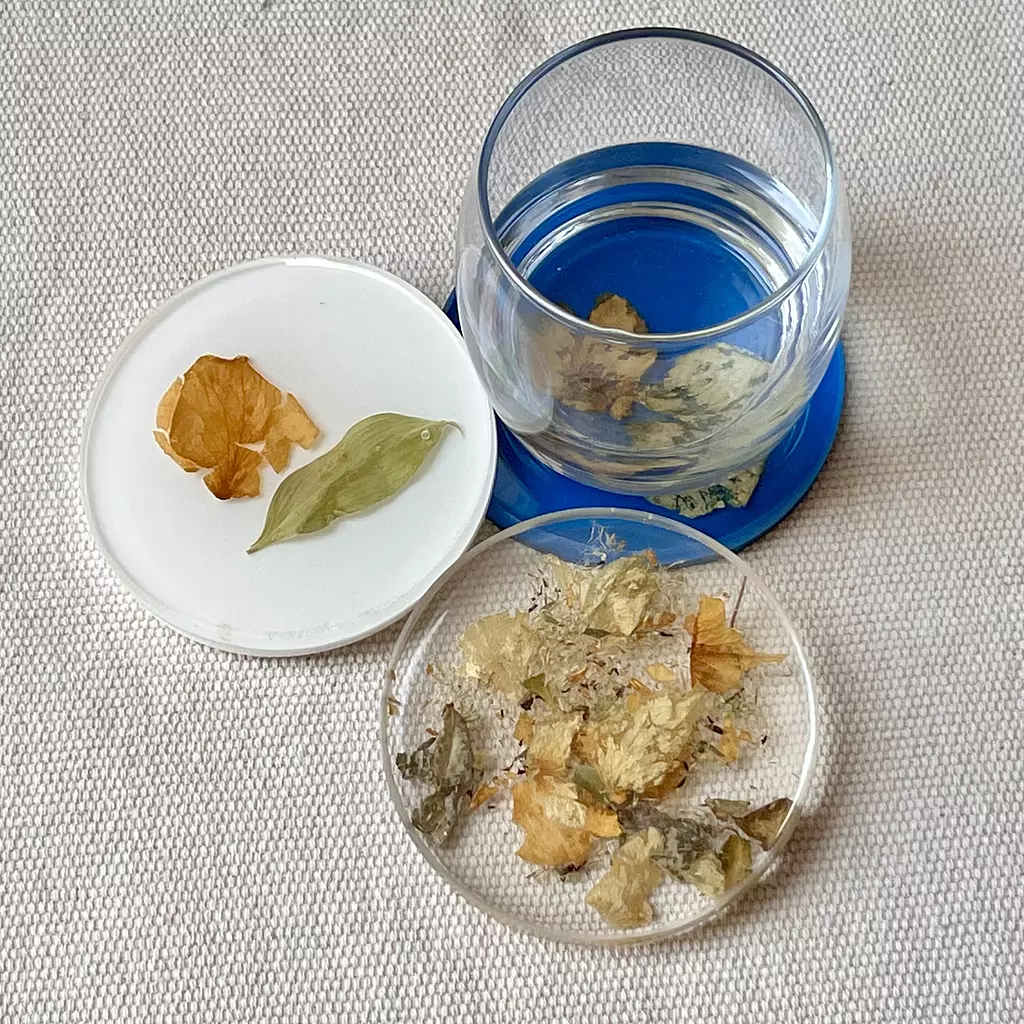 White/Blue Floral coasters