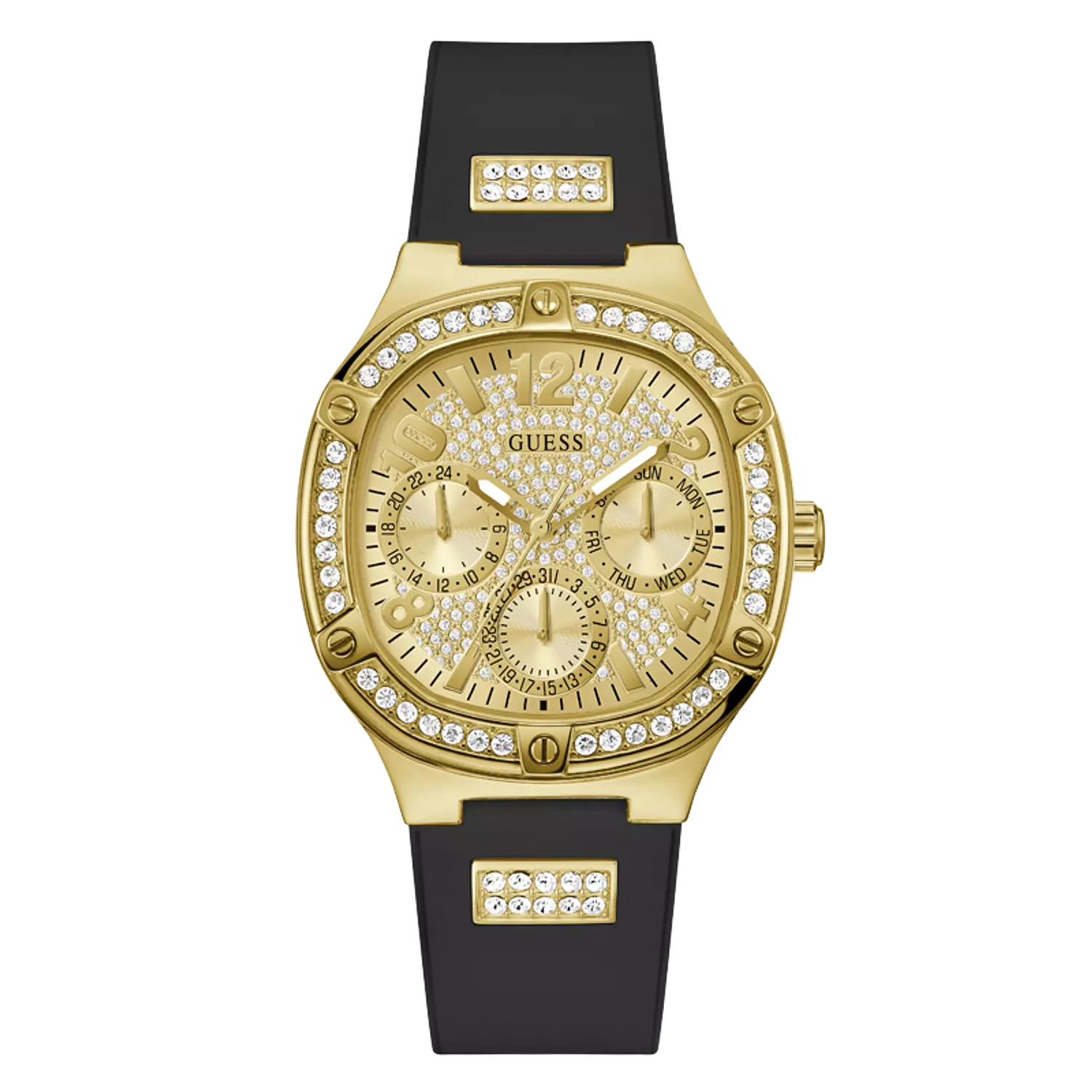 Guess GW0619L2 Watch For Ladies Case Color Gold Tone - Square Shape Silicone Strap hover image