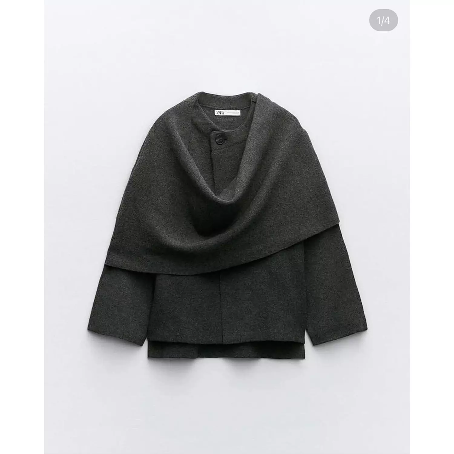 Crop Knit Coat with Asymmetrical Scarf  hover image