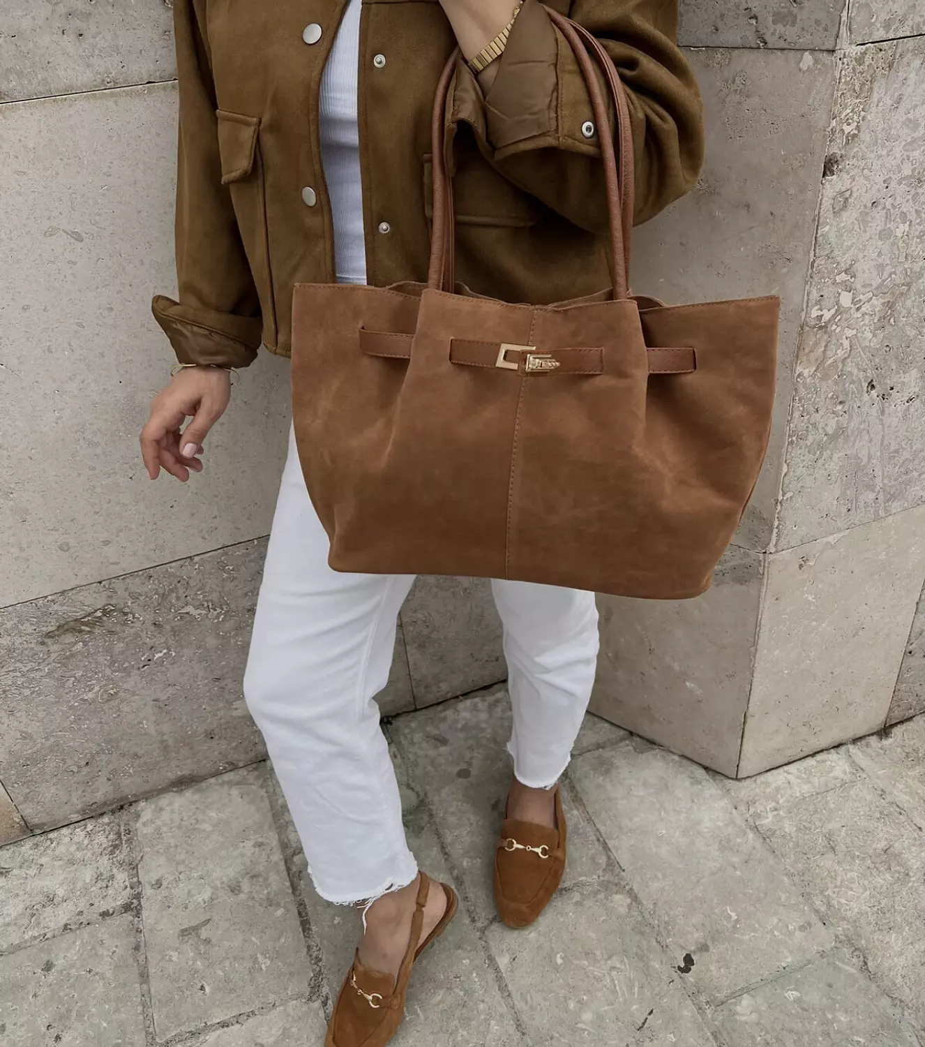 Sophia Suede Bag - camel hover image