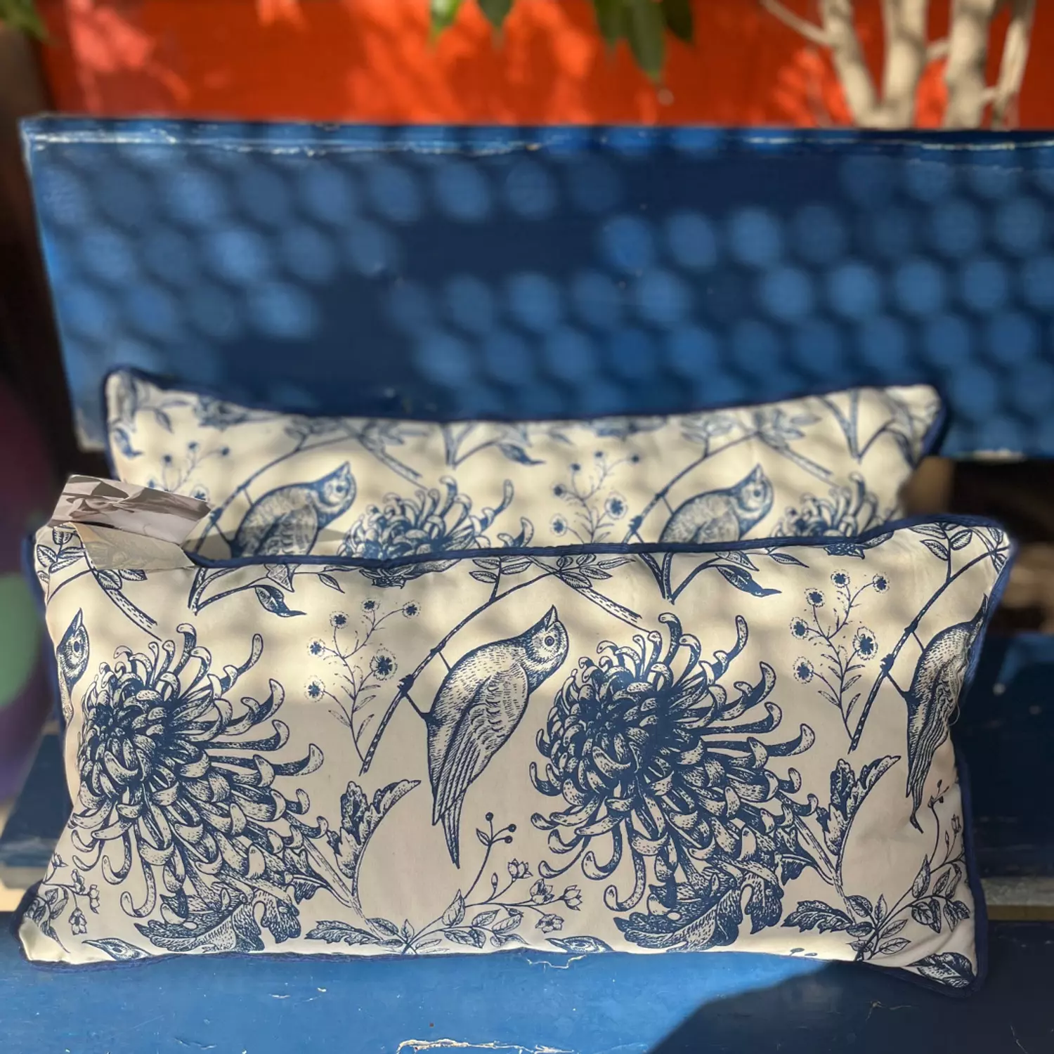 Royal blue secret gardens cushion  1