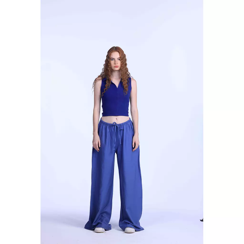 blue linen pants