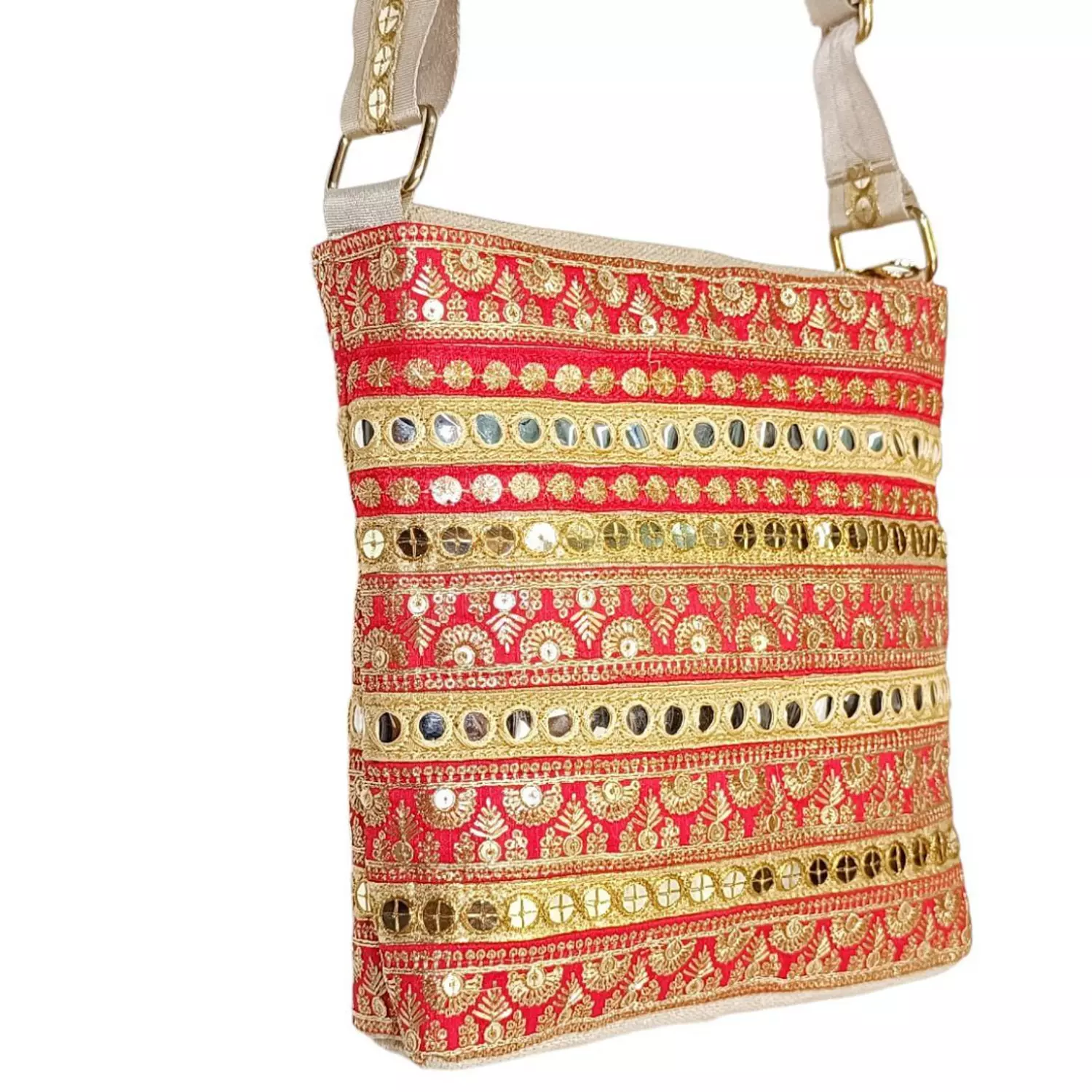 Red and golden ribbons cross-body bag (A.15-1) 2