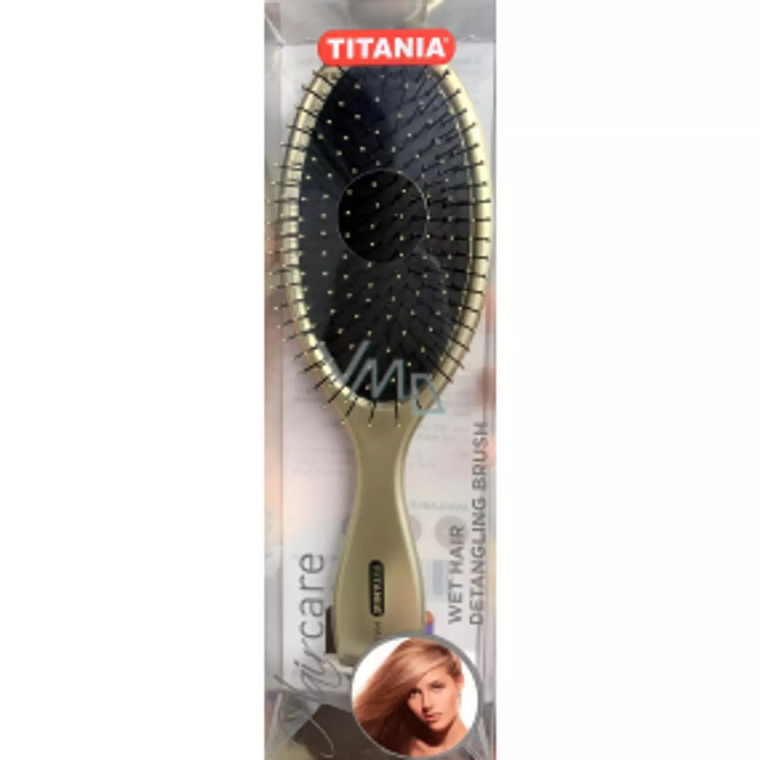 TITANIA WET HAIR DETANGLING BRUSH IN BLISTER BOX, 3 COLOURS, SILVER GOLD, ROSE GOLD hover image